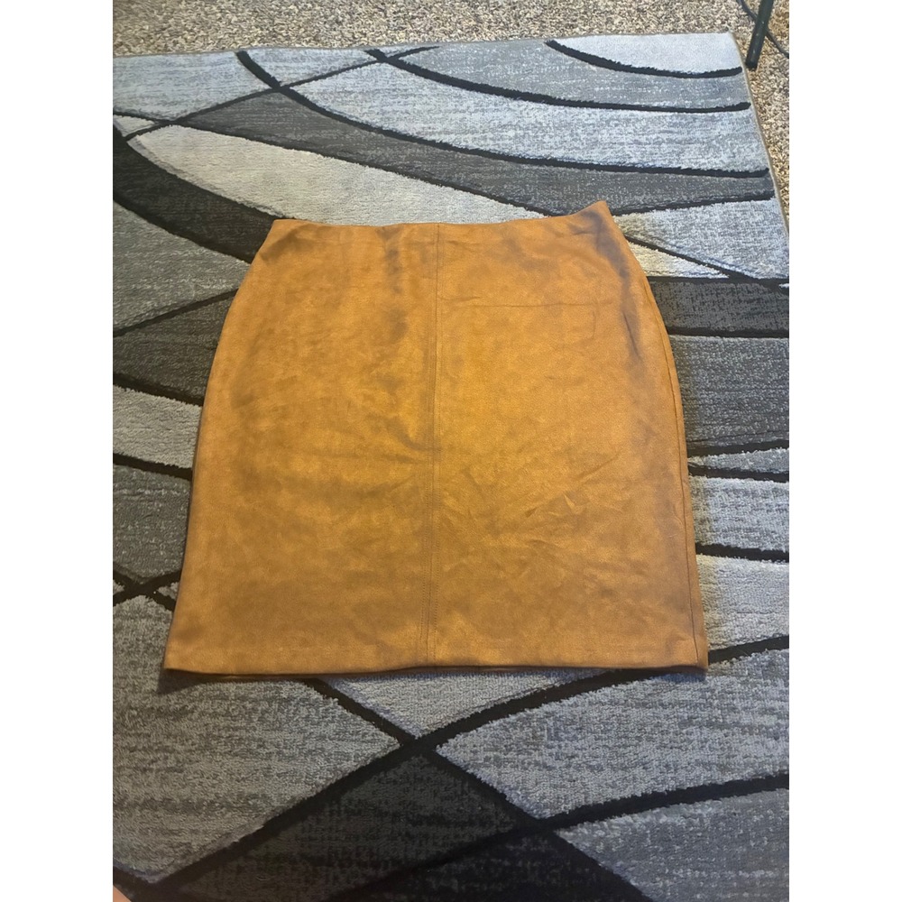 NYCC New York Clothing Co Tan Faux Suede Pencil Skirt Camel WPL-11128